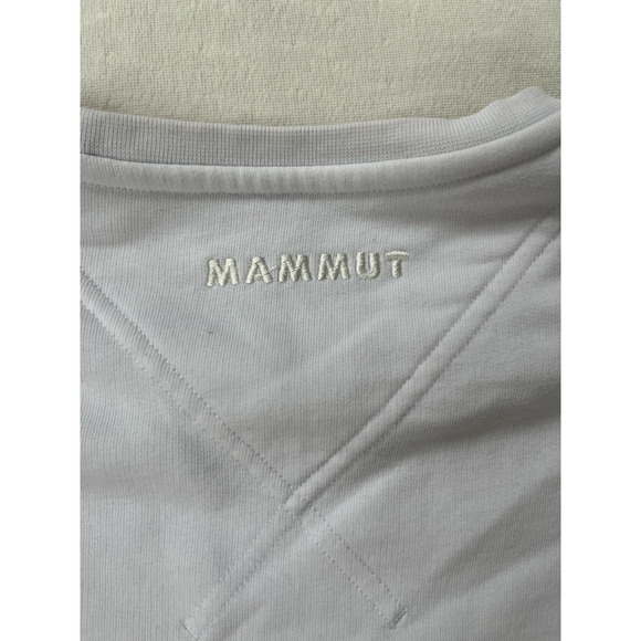 Mammut Womens Sweatshirt size S Spell Out Logo White French Terry Fleece Crew - Picture 11 of 14